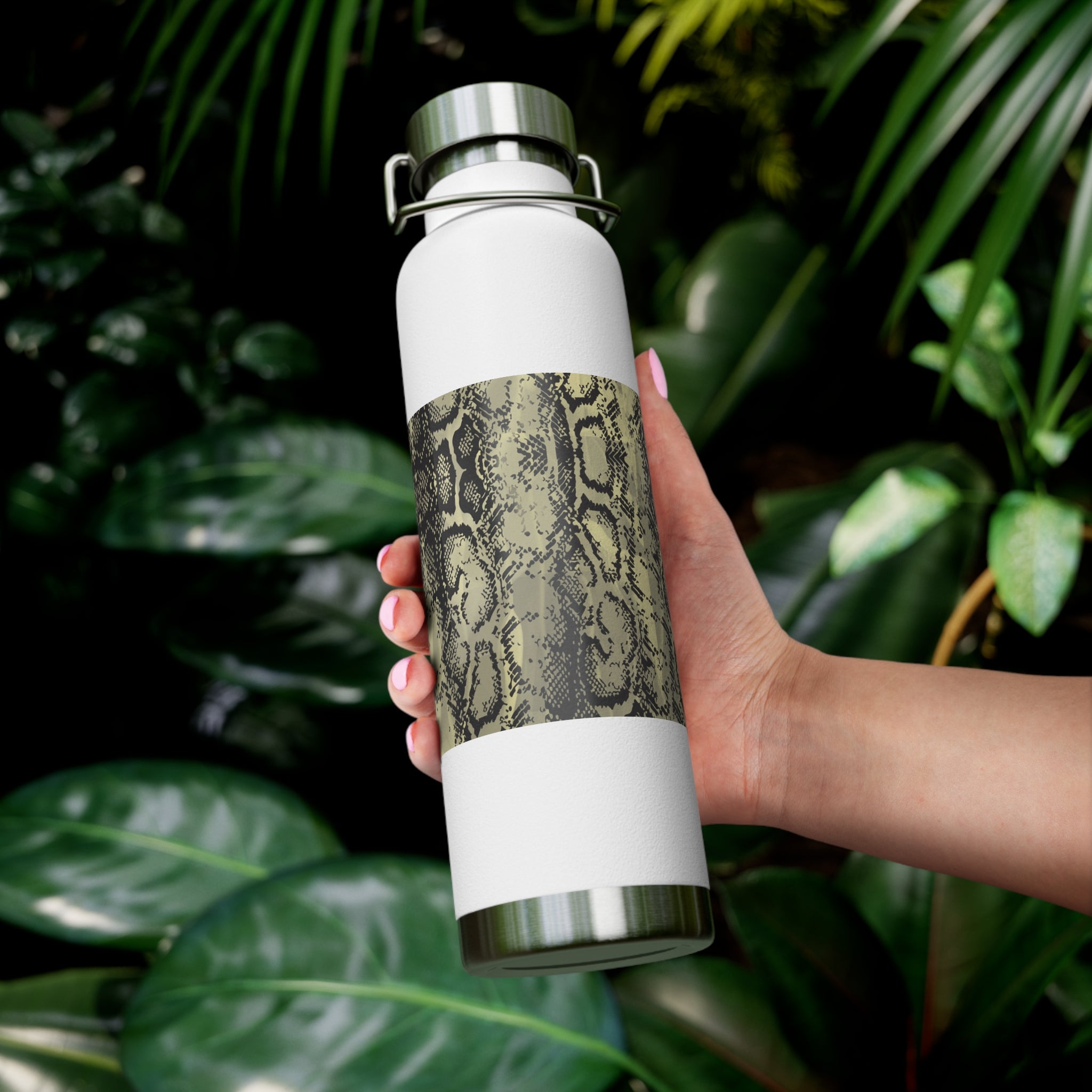 Stylish Snake Print Insulated Water Bottle - 22oz Copper Vacuum Flask
